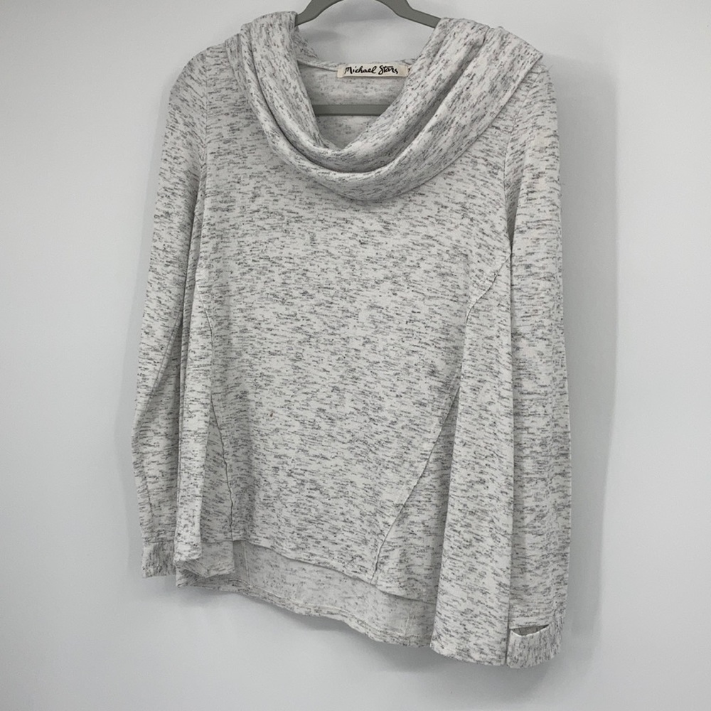 Michael Star Heather Gray Cowl Neck Thumb Hole Stretchy Sweatshirt